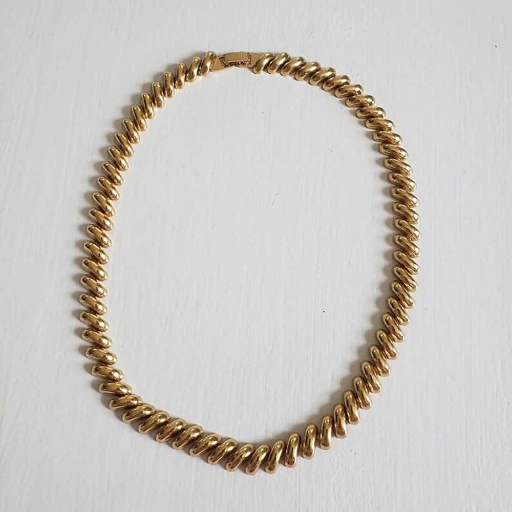 Vintage Funky Chunky Chain Collar Length Necklace --- Retro 1980's 1990's Style